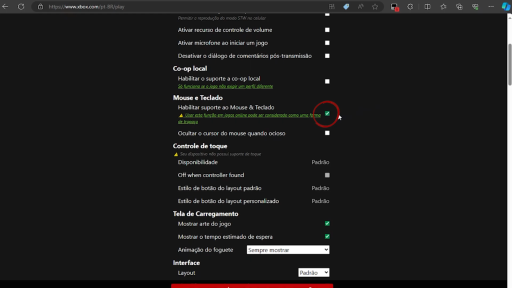 04. Habilitar suporte ao mouse e teclado no Better xCloud - Hot Cloud Gaming