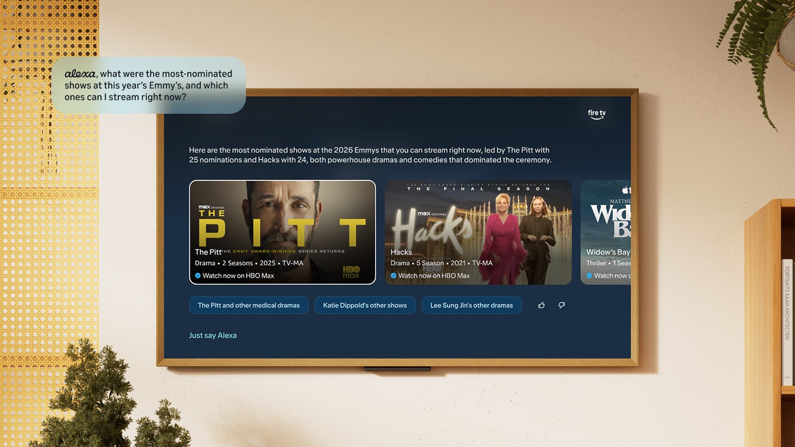 Fire TV exibindo a nova interface de busca com Alexa+