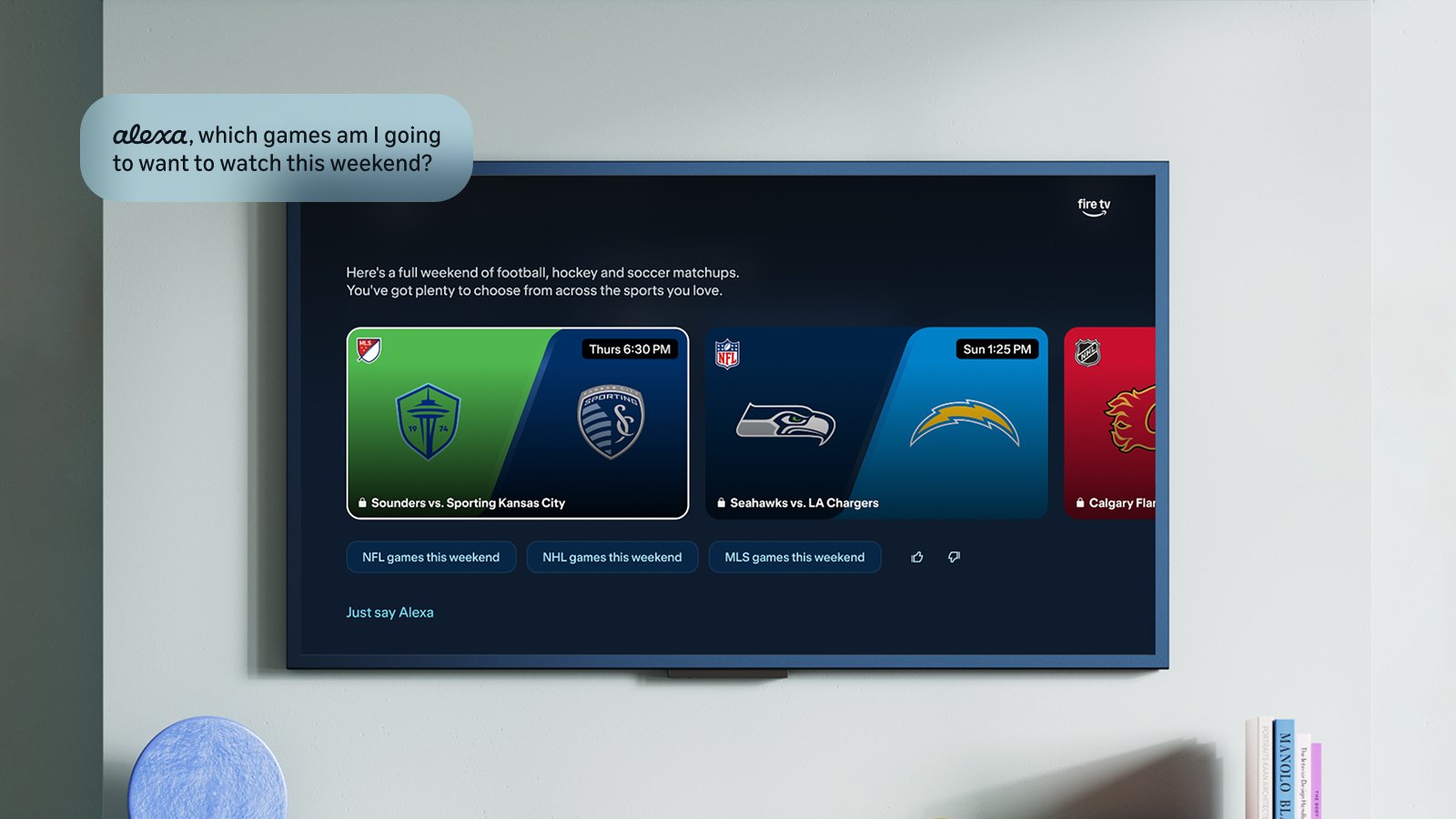 Fire TV exibindo a nova experiência de hubs e recomendações