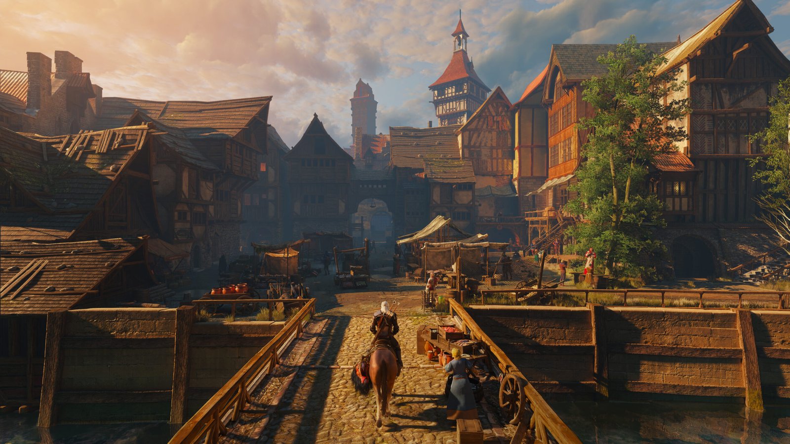 The Witcher 3 Remastered com path tracing em Novigrad