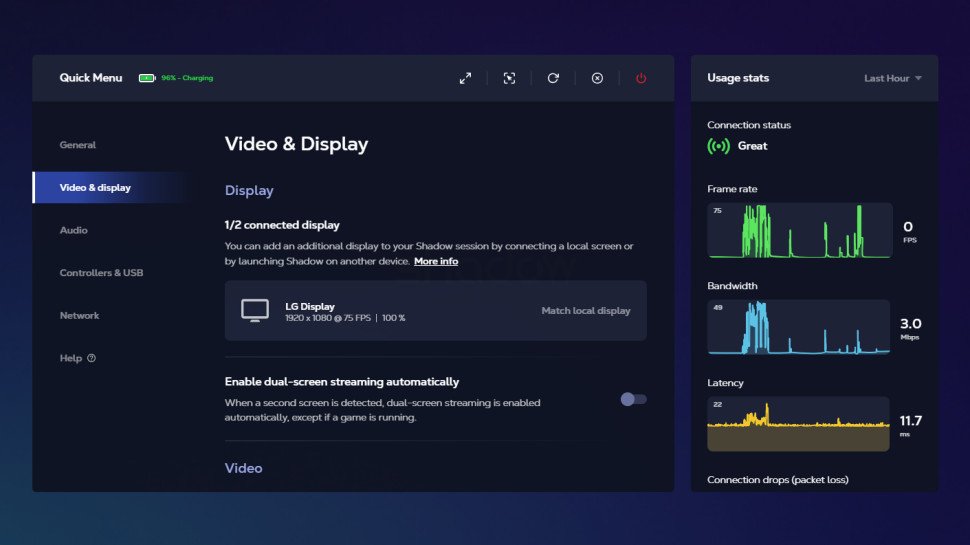 Configurações de vídeo do Shadow PC, imagem meramente contextual